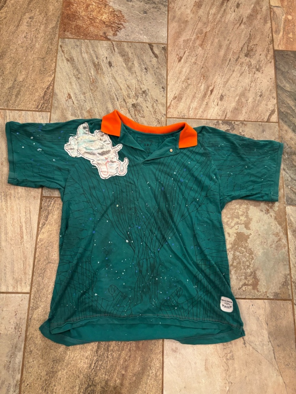 Rare Y2K Ink Slingers Green Dragon Polo Shirt 360 detailing